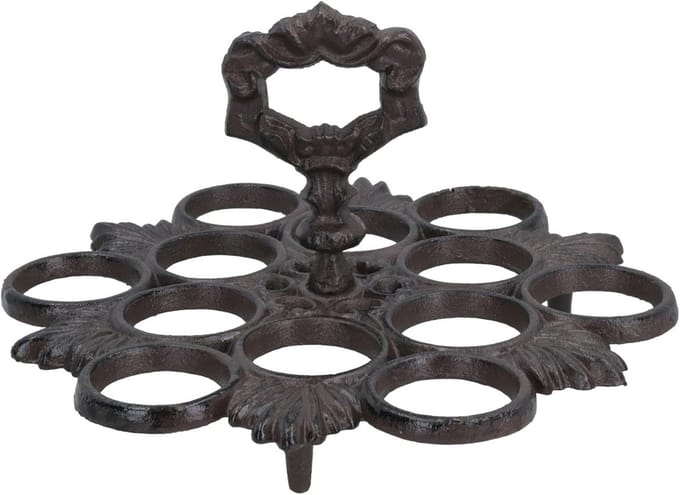 Ei Houder - Eierrek Mand - Keuken Opslag - Gietijzeren Design - 12 Eieren - Bruin