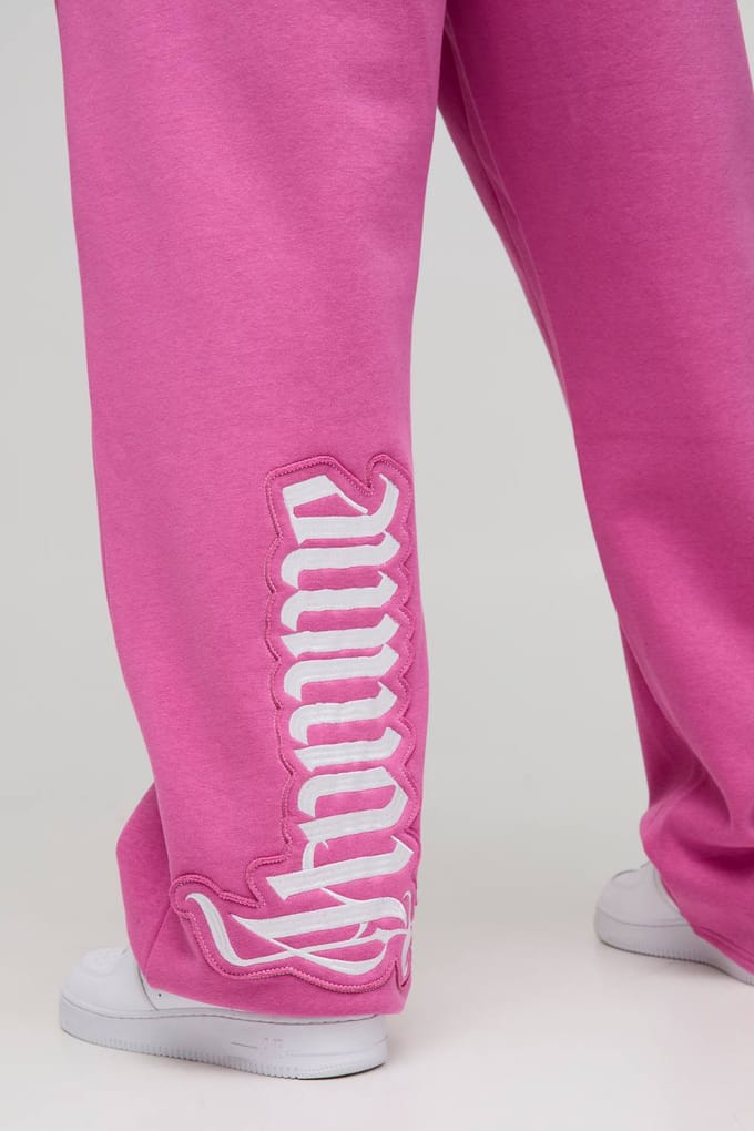 Plus Oversized Homme Applique Joggers | Pink | Size 2XL