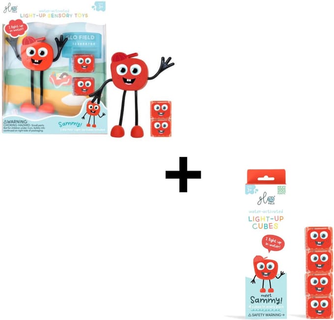 Glo Pals Sammy VOORDEEL SET - Light up cubes - Character + light up cubes - rood