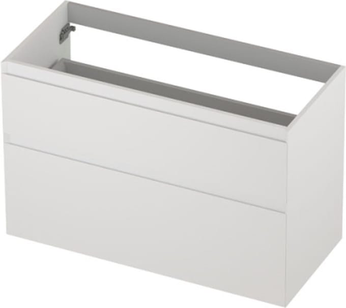 INK wastafelonderkast 2 laden greeploos gelakt asymmetrisch 100x45x65cm, mat wit
