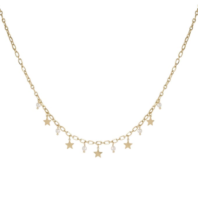 Ketting sterren en parels- Goud Premium Stainless steel - Yehwang