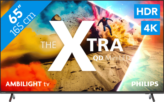 Philips The Xtra 65" 4K MiniLED TV - Quantum Dot - 144 Hz VRR - Ambilight XL - 60 W 4.1 Audio - Zwart