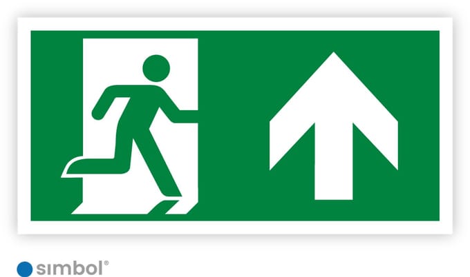 Simbol® - Sticker Nooduitgang Rechtdoor - Formaat 10 x 20 cm.