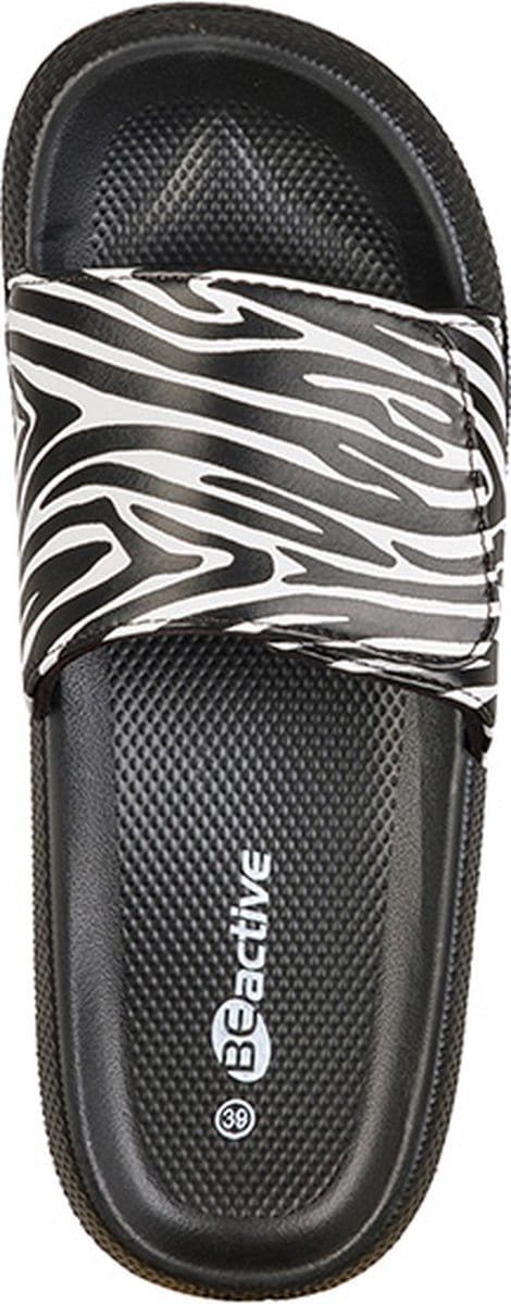 BECO dames slippers Zebra Vibes - zwart/wit - maat 41