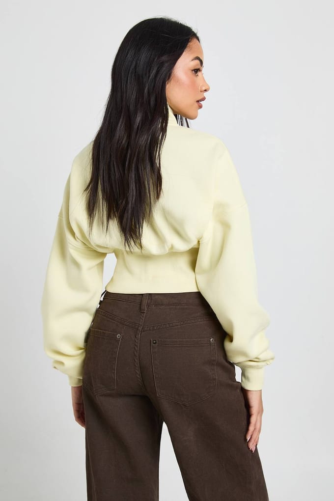 boohoo Dames Trechter Hals Getailleerde Taille Doorritsen | Boter | Maat: XL