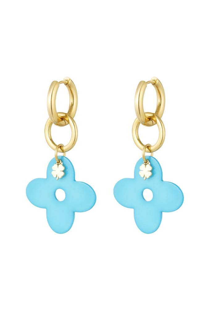 Bijoutheek Oorhangers Bloem En Klaver Blauw