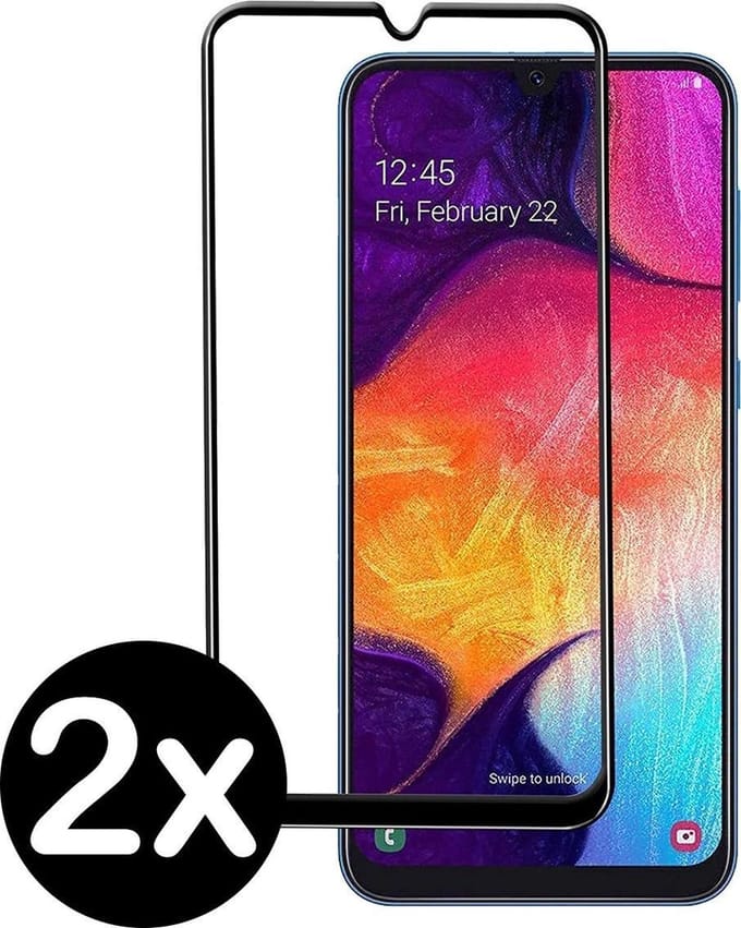 Screenprotector - 2 Stuks - Geschikt voor Samsung Galaxy A20/A30/A50 - Full Cover - Beschermglas - Gehard Glas - Tempered Glass - Screen Protector