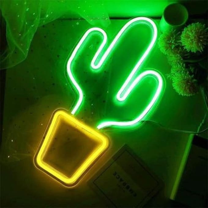 LED Acryl - Transparant Achterpaneel - Neon Licht - Decoratie Lamp (Cactus)