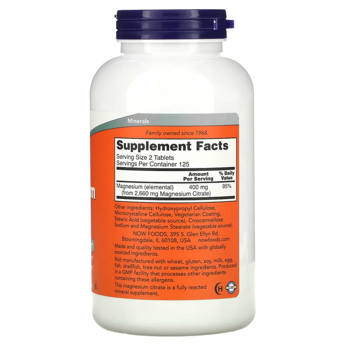 Vitaminen - Magnesium Citrate 200mg 250 Tablets - Now Foods