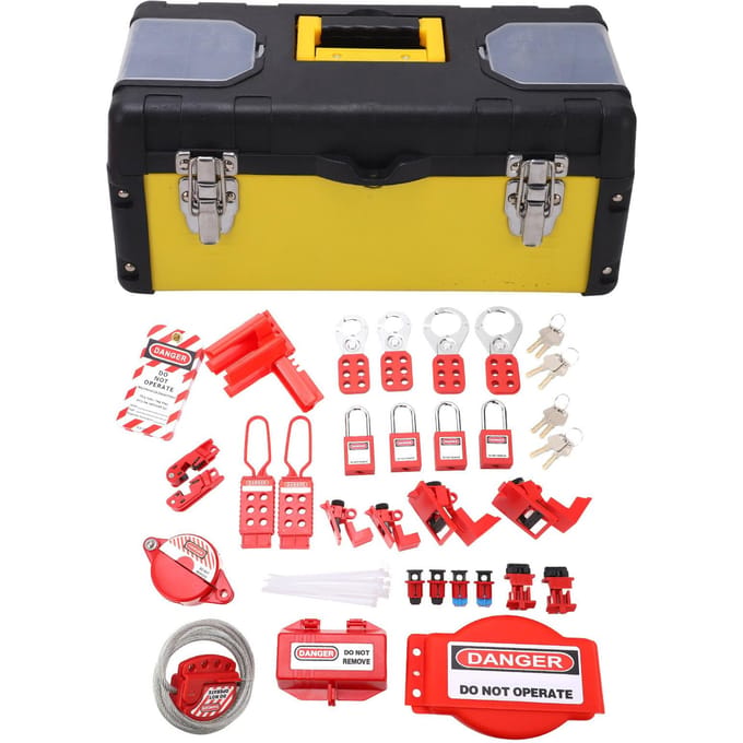 Kit de Consignation Électrique Résistant aux Hautes Températures Ensemble de Consignations de Circuits avec Boîte à Outils black