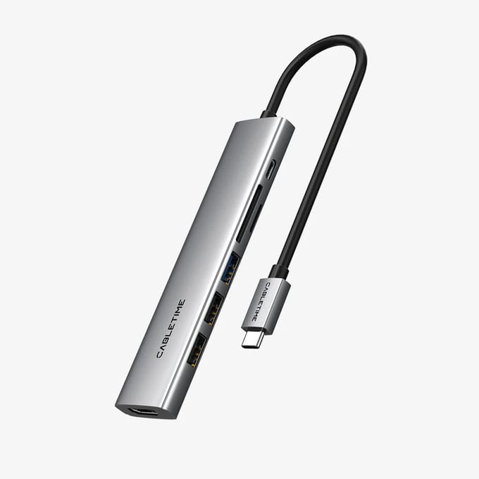 Cabletime 7-in-1 USB-C Hub geschikt voor MacBook en Windows - 4K HDMI - USB 3.0 - SD/TF-kaartlezer