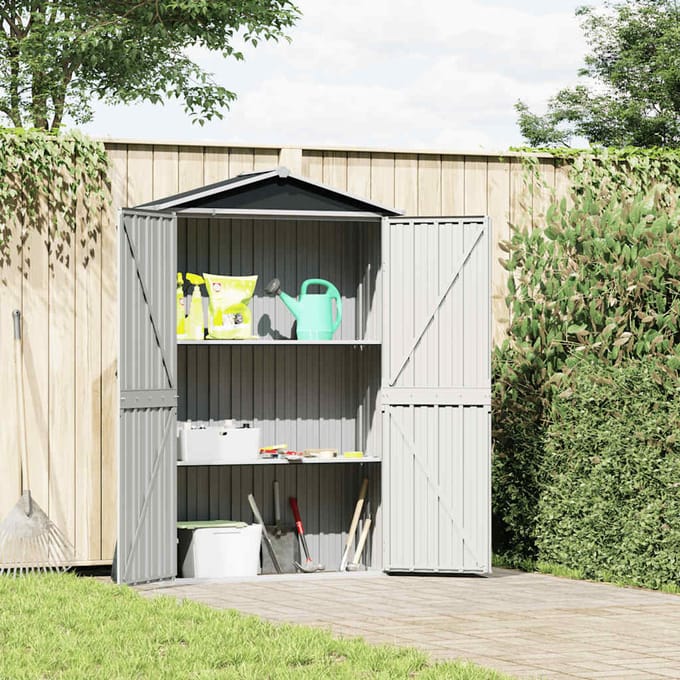 vidaXL - Tuinschuur - 116x45x175 - cm - gegalvaniseerd - staal - grijs