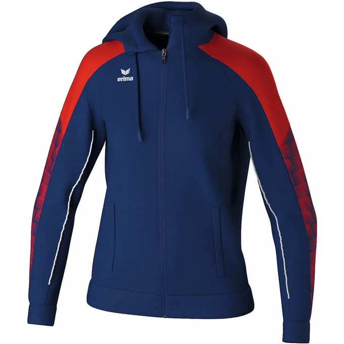 Erima Evo Star Trainingsjack Met Capuchon Dames - Marine / Rood | Maat: 36