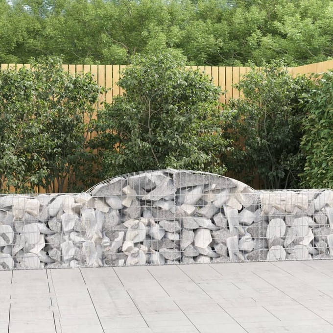 vidaXL - Schanskorf - gewelfd - 300x30x60/80 - cm - gegalvaniseerd - ijzer