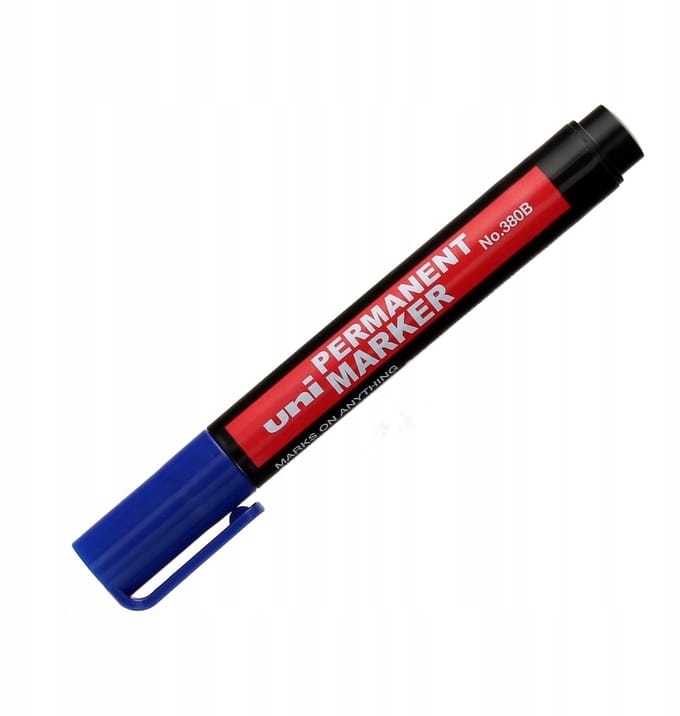 Uni Permanent Marker Blauw 380B Schuin Punt - 12 Stuks
