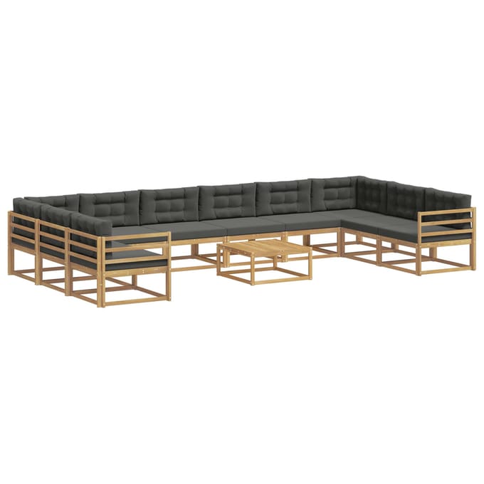 vidaXL - Buiten - bank - set - 11 - st - 10-zits - Wit - en - antracietkleurig