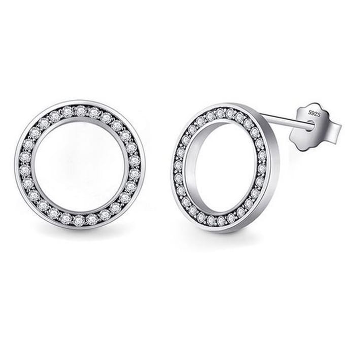 Cilla Silver dames oorknoppen 925 Zilver Open Circle Zilver