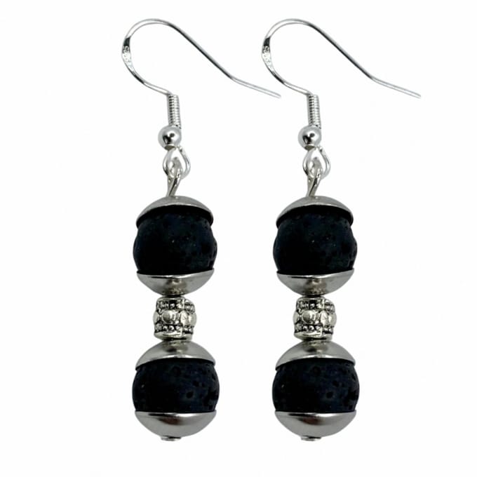 Oorbellen-Azra-Zilver-Lavasteen -Charme Bijoux