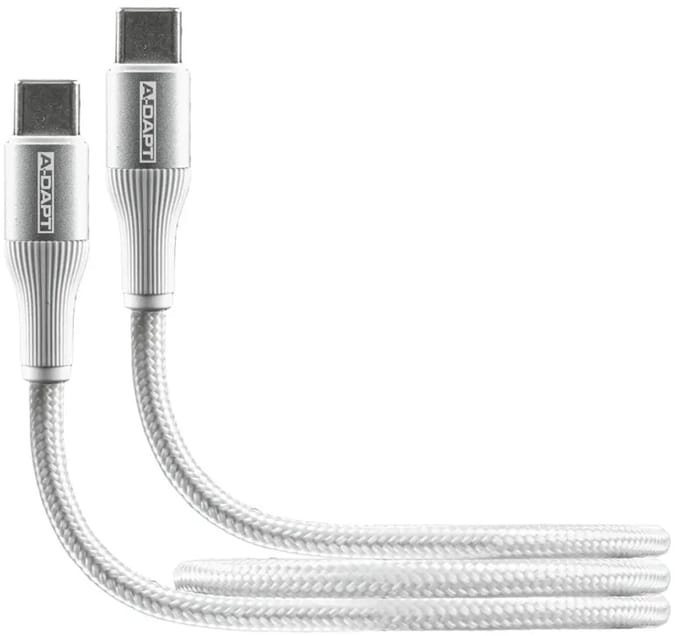 A-DAPT® USB-C naar USB-C kabel 0,5 m - PRO-uitvoering - wit - data- en laadkabel