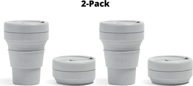 STOJO - Opvouwbare Beker - To Go - 355ml - Herbruikbaar - Reusable Cup - Set van 2 Stuks - Grijs "Cashmere" - 2-Pack