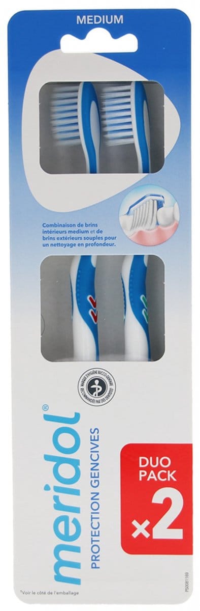 Meridol Duo-Pack Tandenborstels Medium (Kleur : Rood)