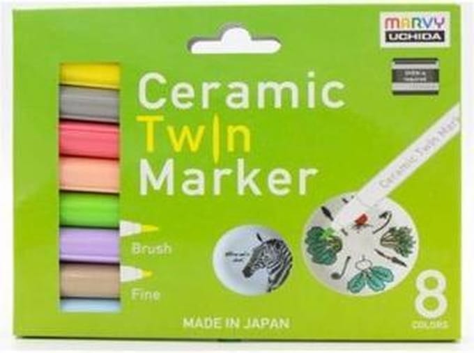 Marvy Uchida keramiek markers set pastel 8 stuks - twin marker.