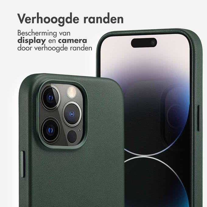 Accezz Hoesje - Geschikt voor iPhone 14 Pro Max - geschikt voor MagSafe Leather Backcover - Cedar Green