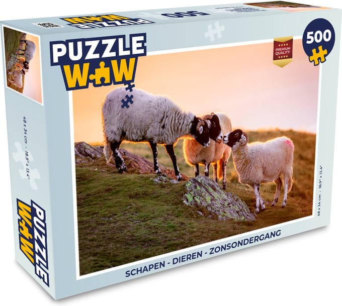 Puzzel Schapen - Dieren - Zonsondergang - Legpuzzel - Puzzel 500 stukjes