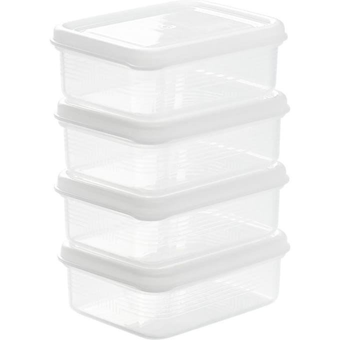4 stuks Diepvleesdoos Goede Afsluiting Voedselkwaliteit Koelkast Opbergcontainer Voedselconservatie white