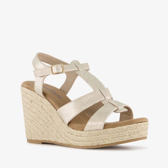 Blue Box dames espadrilles met jute en sleehak goud - Maat 36