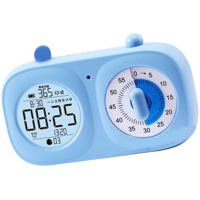 Visuele Timer met Dubbel Scherm Multifunctionele Timing Aftelklok Elektronische en Wijzerplaat Timer white
