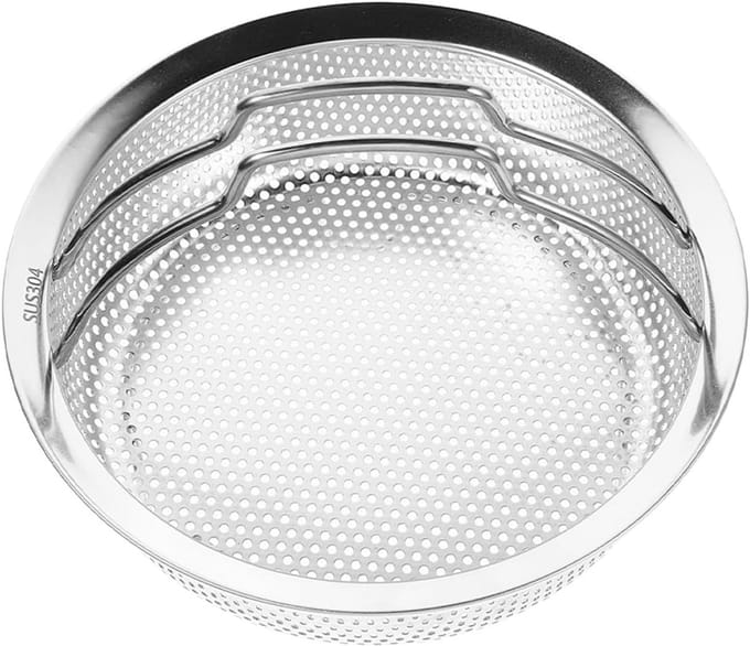 Rvs Stoommand - Keuken Zeef - Fruit Groenten Wassen - Versterkte Stevige Constructie - 22 x 22 x 8.6 cm