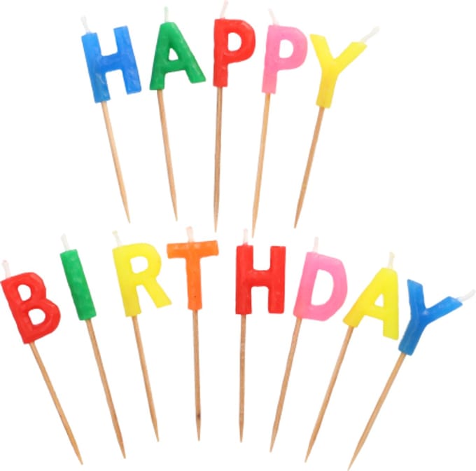 16x Verjaardagskaarsjes 8 cm Happy Birthday