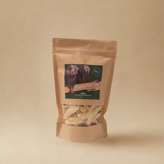 Happy Paw Fruit - Gevriesdroogde mango snack voor honden - zak 100 gram