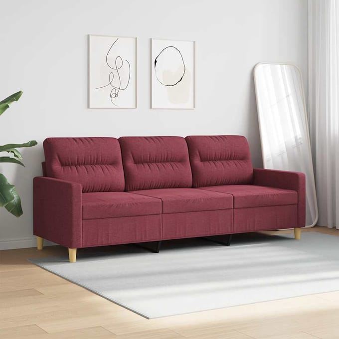 vidaXL - Driezitsbank - 180 - cm - stof - wijnrood