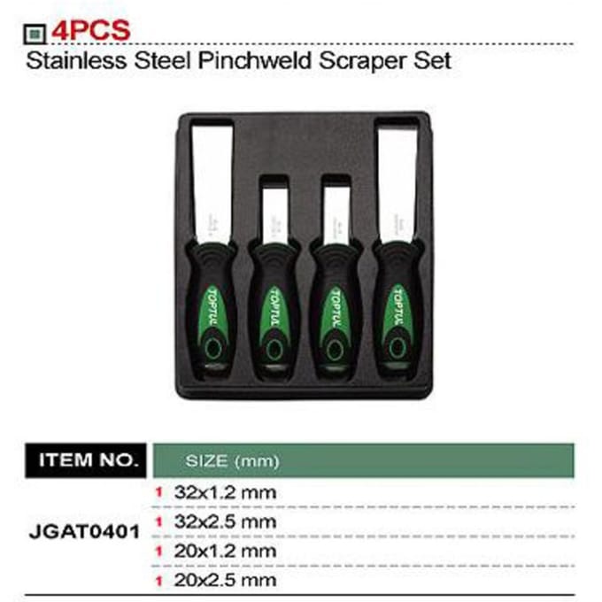 Spatelset TOPTUL 4 Stuk (32x1.2, 32x2.5, 20x1.2, 20x2.5 mm)