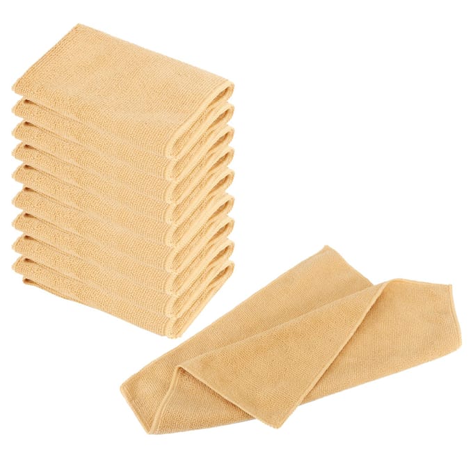 10 pièces Serviette Microfibre 30 x 30cm Forte Absorption d'Eau Sèche Rapidement Serviette Douce (Kaki) beige
