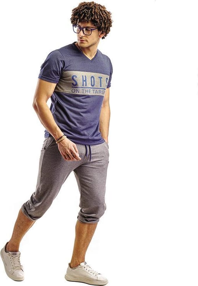 Embrator mannen Jogging set met 3/4 lengte broek blauw/grijs maat 3XL
