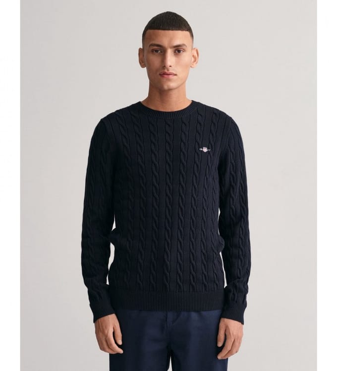 Gant Navy geribde trui met ronde hals
