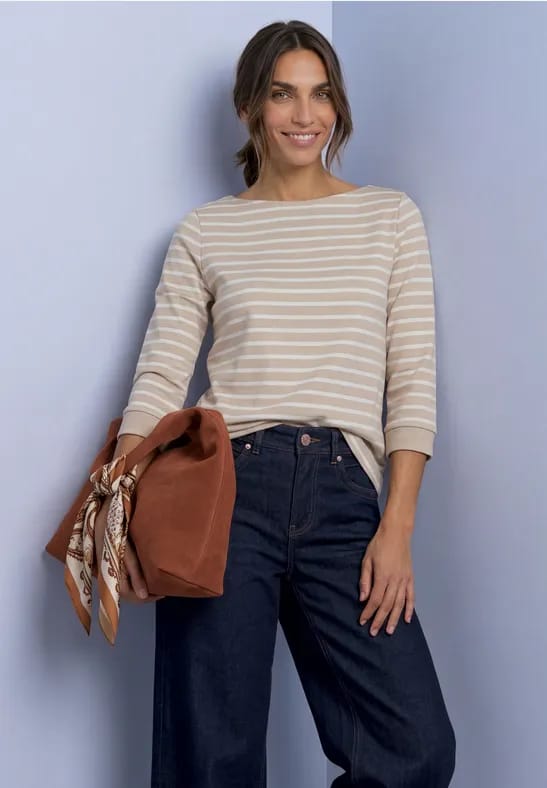 Shirt met 3/4-mouwen en een boothals