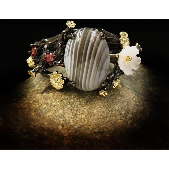Luxe Edelsteen Damesring Natuurlijke Edelsteen Ring Elegant Temperament No. 10 gray