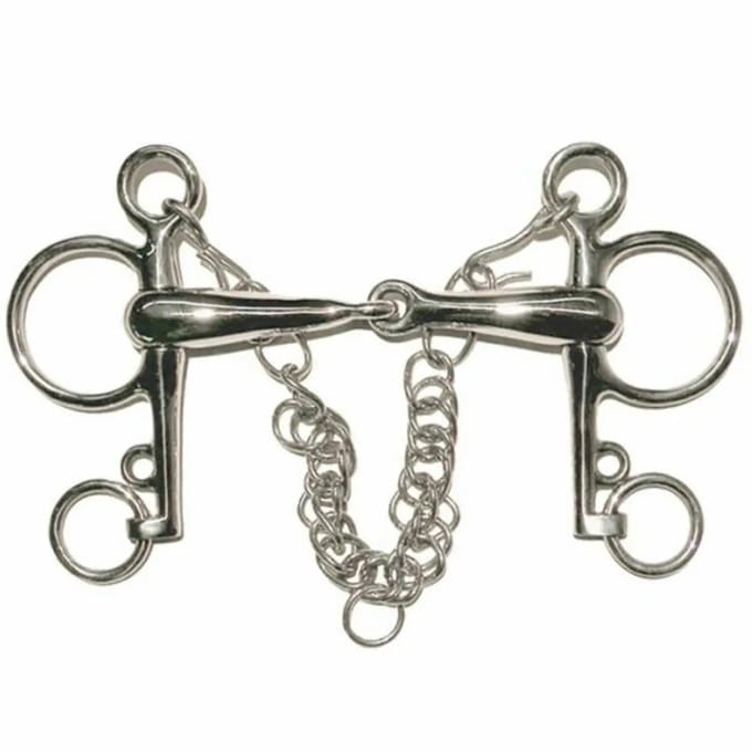 Pelham kortbenig paard met stoepketting en haken Tattini