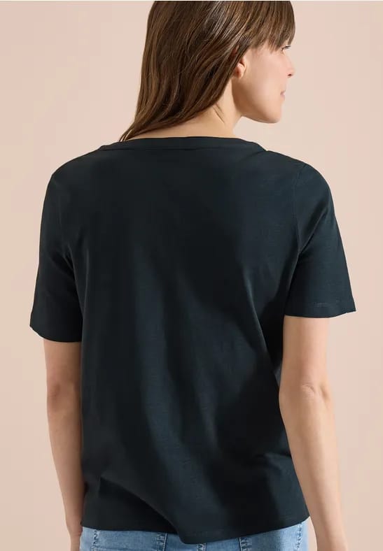 Shirt met korte mouwen en gespleten hals