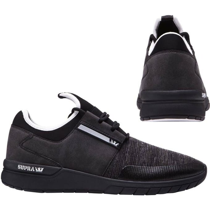 Supra Flow Run Lace Up Heren Casual Hardlooptrainers Zwart Grijs 08021 957 B88D