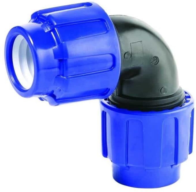 Raccord 90° - CEPEX - 25 x 25 mm - PP/PE - Compression bicône étanche - Résistant UV/produits chimiques