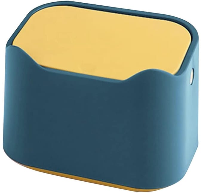 Tafel Afvalbak - Prullenbak Bureau - Netjes Werken - Met Drukdeksel - 17.5 cm - Wit