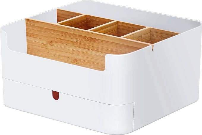 Hoogwaardige make up organizer - bamboe opbergdoos met 6 compartimenten