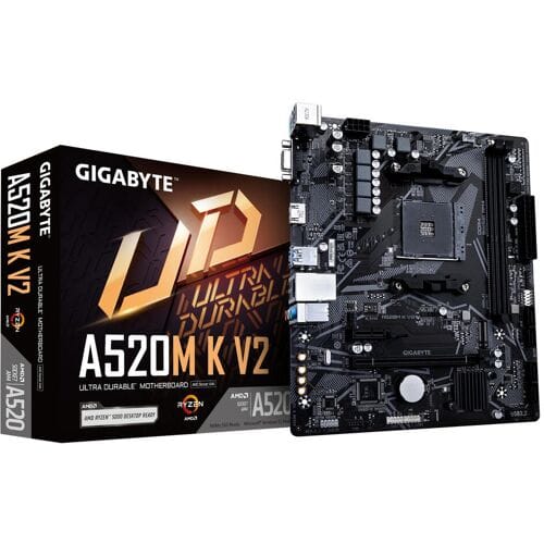 GIGABYTE A520M K V2 Moederbord - AMD A520 - AMD AM4 - DDR4 RAM - Micro-ATX