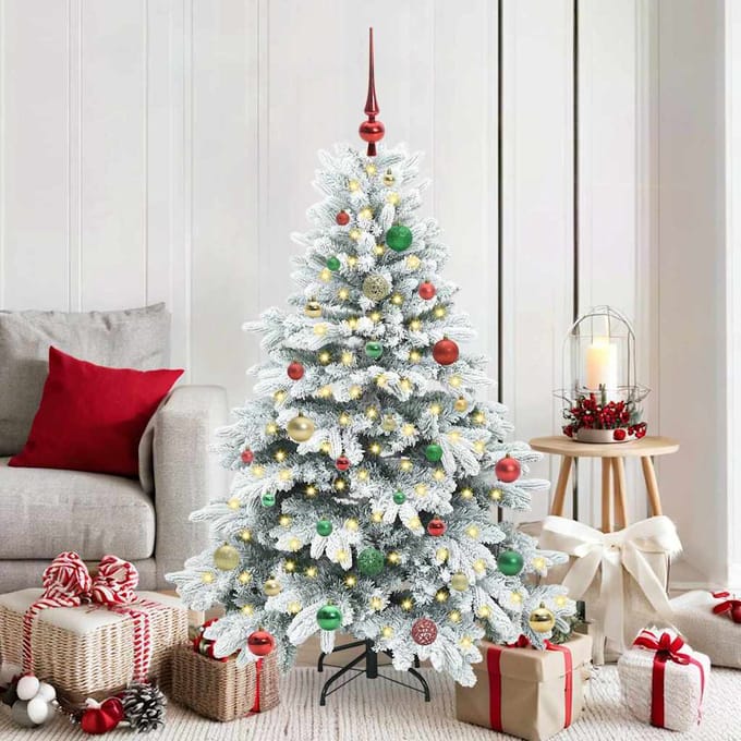 vidaXL - Kunstkerstboom - met - 150 - LED - met - standaard - Wit - 150 - cm - PE - en - PVC