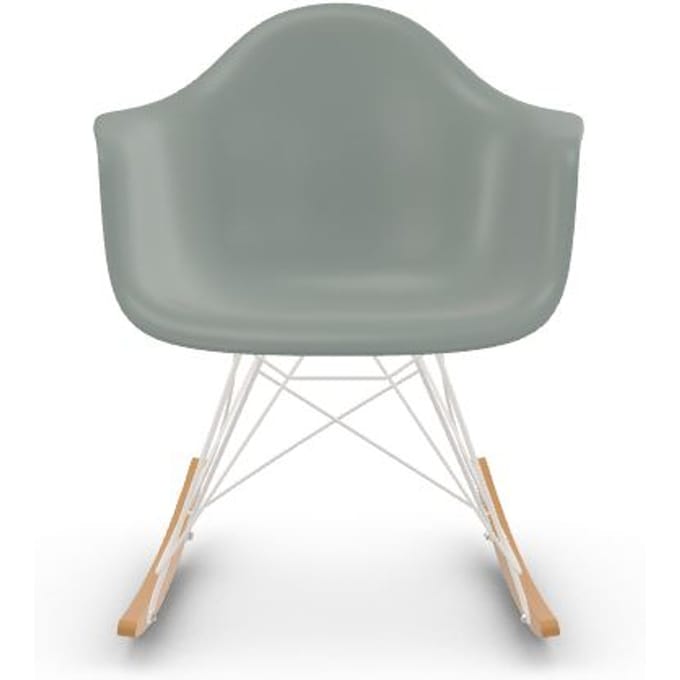 Vitra RAR Eames Plastic Armchair - lichtgrijs RE - wit - sleden esdoorn goudkleurig